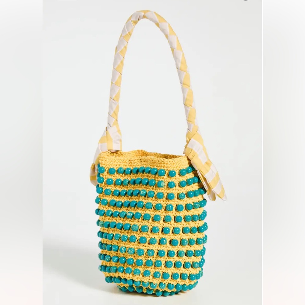 Lele Sadoughi Turquoise Sunflower Beatrix Stone Crochet Bag
